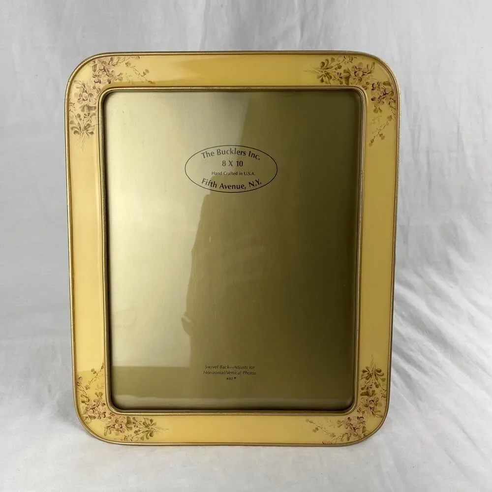 Vintage Bucklers Enamel Picture Frame Swivel Back #80 Floral Corners Made in USA